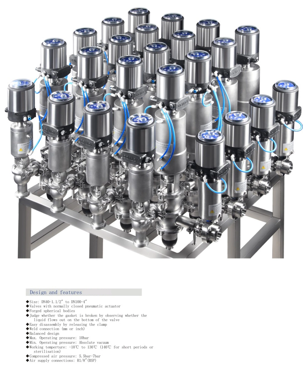 3A Hygienic Double Seat Mixing Proof Tank Bottom Valve For Food Beverage Processing 3