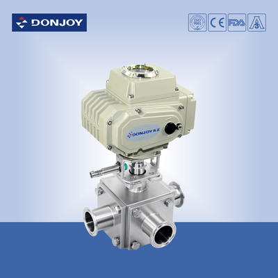 Electric actuator three-way ball valve with T type and full port