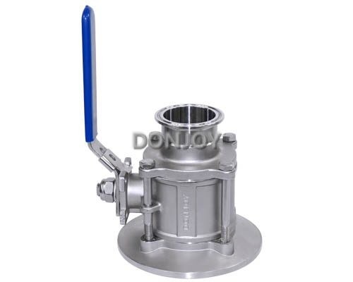 BSP thread Sanitary Ball Valve  , 3 pcs Flush flange tank Bottom Valve