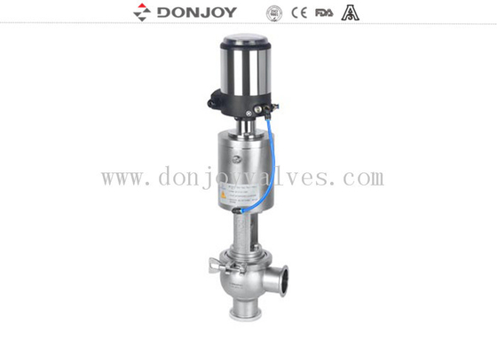 Double Divert Sanitary Reversing Seat Valve 316L Stainless Steel 1/2" Pneumatic